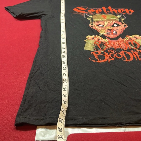SEETHER black T Shirt BRUISED and BLOODIED Viking smoking zombie BIG graphics, M - Picture 5 of 11